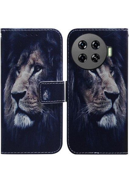 Tecno Spark Için Flip Case 20 Pro Artı 4g Pu Deri Boyalı Cüzdan Kartı (Yurt Dışından)