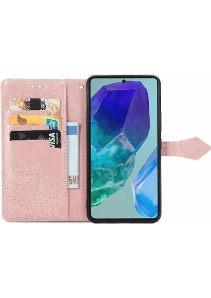 Mays Shop Samsung Galaxy M55 Flip Kapak Için Flip Case Darbeye Deri Kılıf (Yurt Dışından)