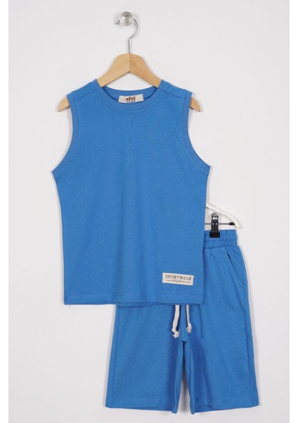 Sport Wear Armalı Indigo Renk Erkek Çocuk Kaprili Takım