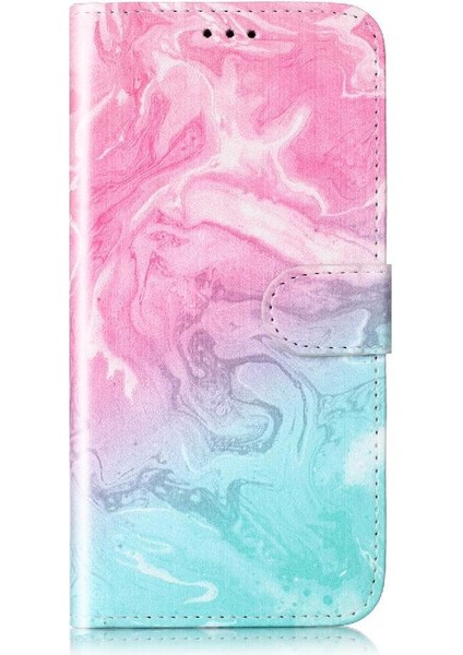 Huawei P40 Lite Tam Koruma Kartı Yuvaları Için Flip Case Tutucu Mermer Pu (Yurt Dışından)