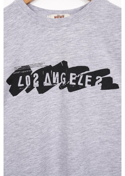 Los Angels Baskılı Gri Melanj Renk Erkek Çocuk Tshirt fiyatları