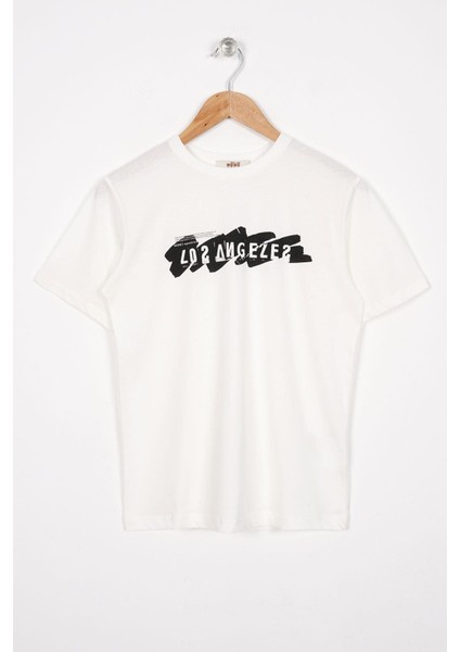 Los Angels Baskılı Ekru Renk Erkek Çocuk Tshirt