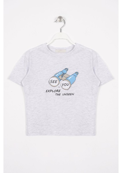 See You Baskılı Taş Renk Erkek Çocuk Tshirt