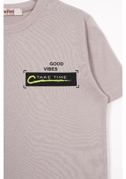 Ön ve Arkası Baskılı Taş Rengi Erkek Çocuk Tshirt fiyatları