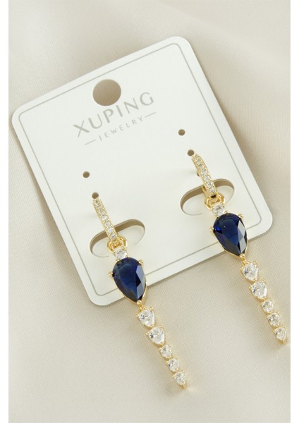 E-Bijuteri Xuping Damla Zirkon Taşlı Lüks Çelik Küpe