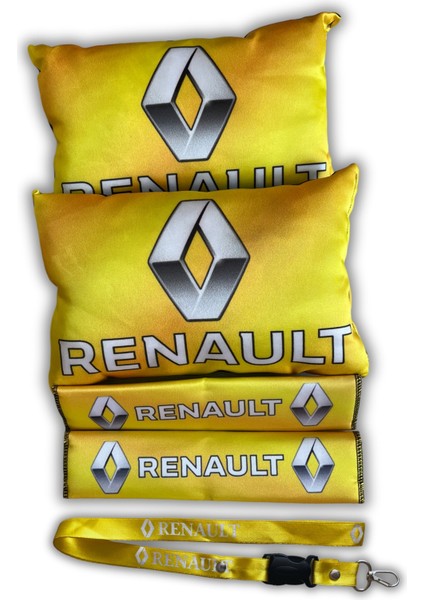 Renault Dijital Baskılı Araç Seyahat Boyun Yastık Emniyet Kemer Ped | Oto Ayna Askısı