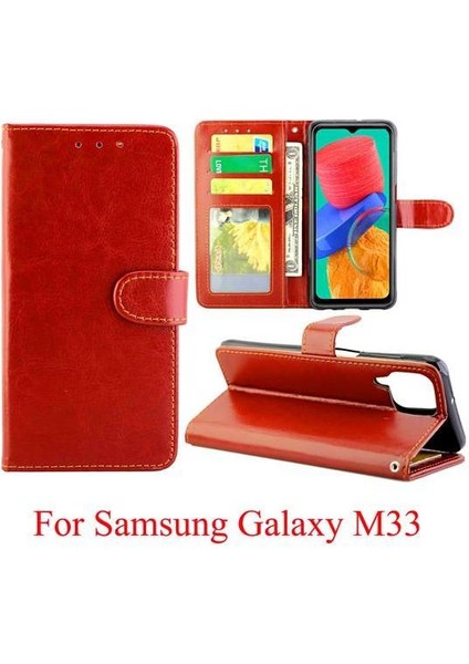 Samsung Galaxy M33 Için Flip Case Pu Deri Kart Tutucu Manyetik Kapatma (Yurt Dışından)