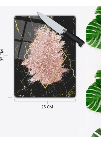 Siyah Mermer Görünümlü | Cam Kesme Tahtası | 25 x 35 cm fiyatları