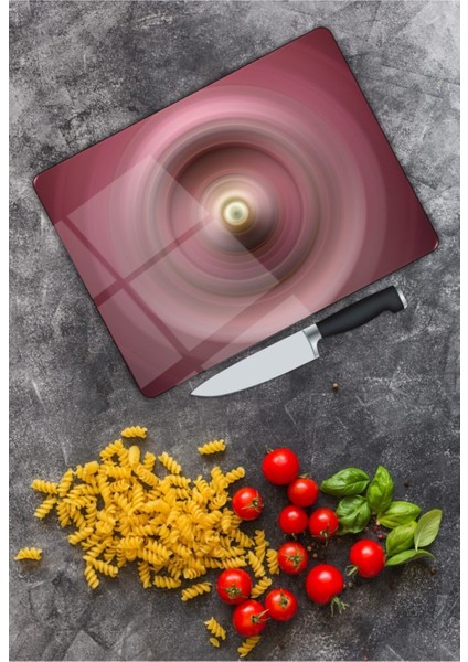 Renkli Halkalar Cam Kesme Tahtası 25 x 35 cm modelleri