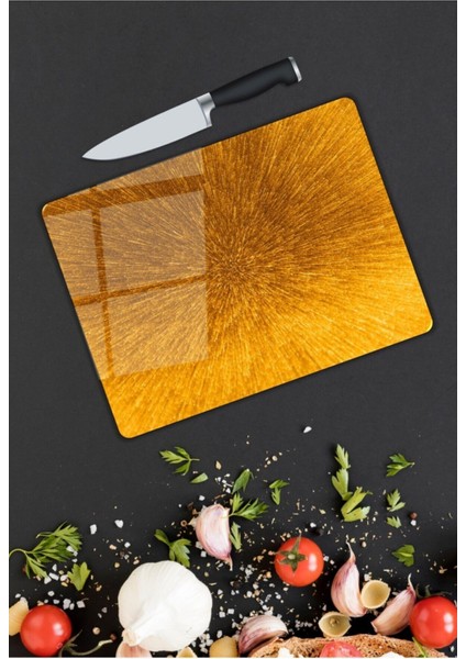 Sarı Cam Kesme Tahtası 25 x 35 cm