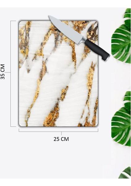 Beyaz Mermer Görünümlü | Cam Kesme Tahtası | 25 x 35 cm fiyatları