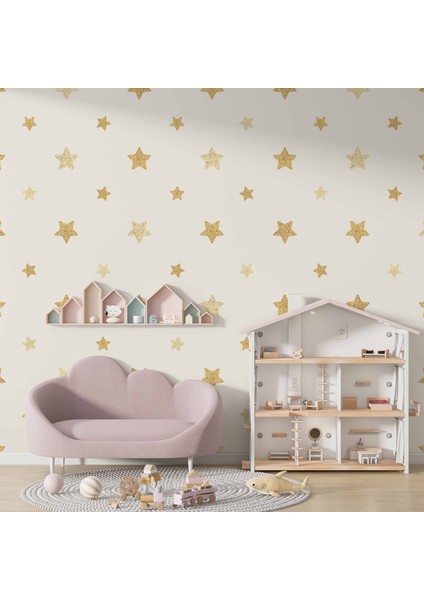 Yıldız Desenli Çocuk Odası Duvar Kağıdı Baskı