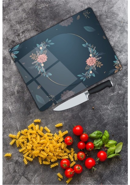 Çiçek Cam Kesme Tahtası 25 x 35 cm modelleri