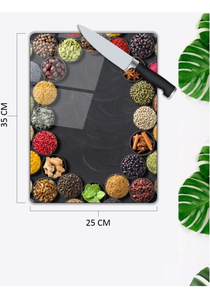 Baharatlar | Cam Kesme Tahtası | 25 x 35 cm fiyatları