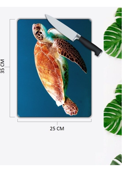Kaplumbağa | Cam Kesme Tahtası | 25 x 35 cm fiyatları