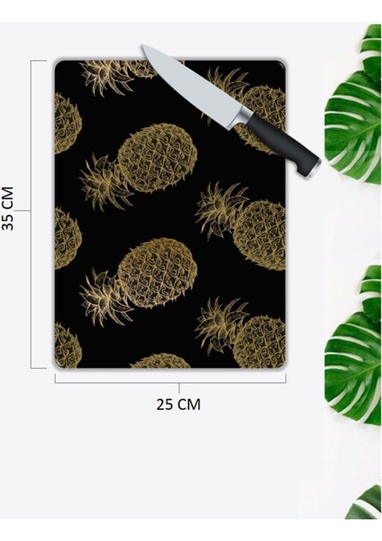 Ananas Desenli | Cam Kesme Tahtası | 25 x 35 cm fiyatları
