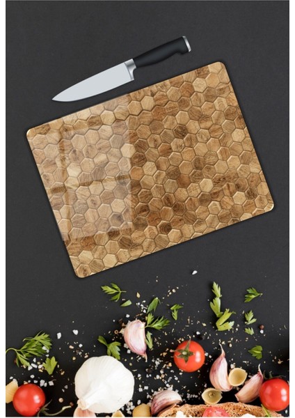 Altıgen Şekiller Cam Kesme Tahtası x 35 cm 25 x 35 cm