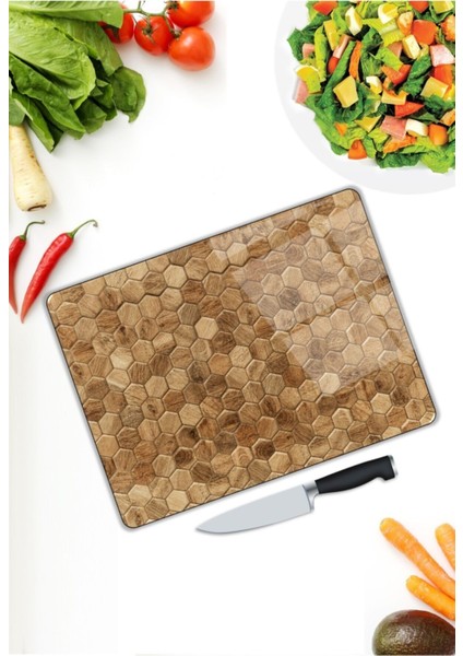 Altıgen Şekiller Cam Kesme Tahtası x 35 cm 25 x 35 cm modelleri