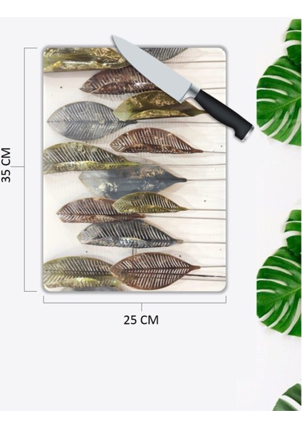 Renkli Yapraklar | Cam Kesme Tahtası | 25 x 35 cm fiyatları