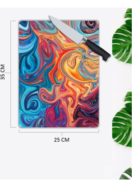 Renkli Tuval Cam Kesme Tahtası 25 x 35 cm fiyatları