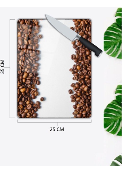 Kahve Çekirdekleri Cam Kesme Tahtası 25 x 35 cm fiyatları