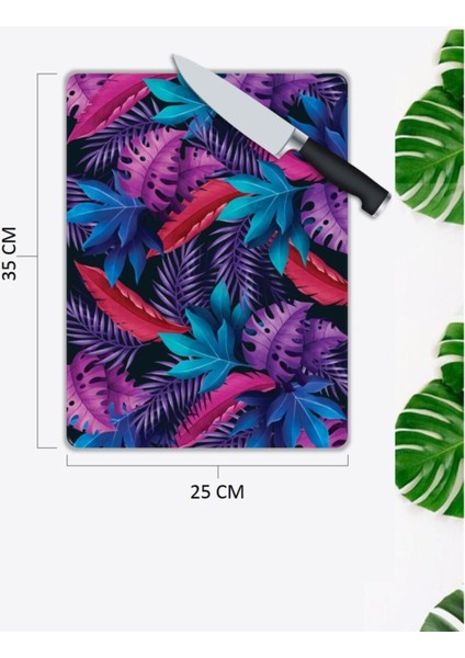 Renkli Yapraklar Cam Kesme Tahtası 25 cm x 35 Xm 25 x 35 cm fiyatları