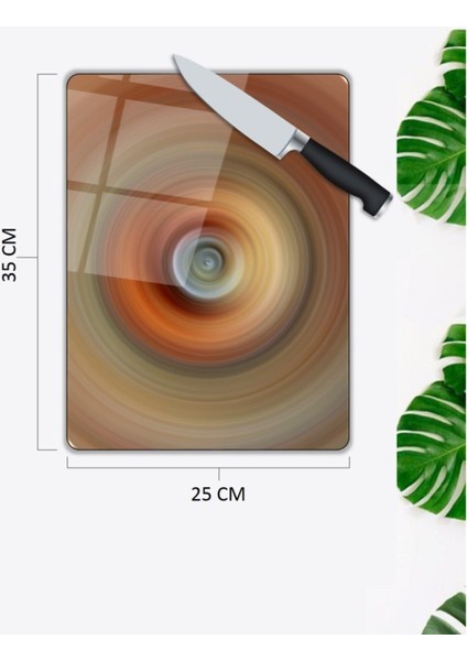 Renkli Halkalar Cam Kesme Tahtası 25 x 35 cm modelleri
