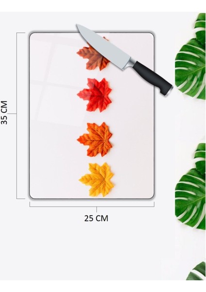 Renkli Yapraklar | Cam Kesme Tahtası | 25 x 35 cm fiyatları