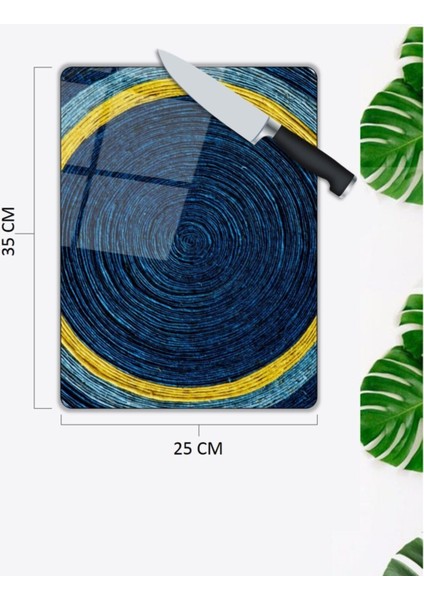 Mavi Halkalar Cam Kesme Tahtası 25 x 35 cm fiyatları