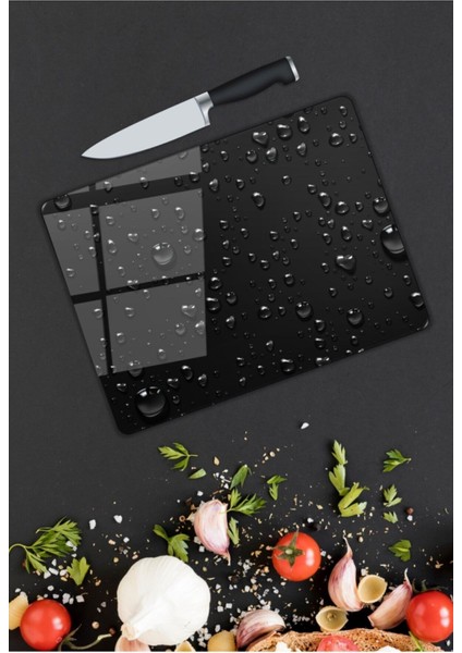 Su Damlacıkları Cam Kesme Tahtası 25 x 35 cm