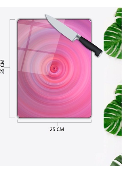Pembe Halkalar Cam Kesme Tahtası 25 x 35 cm fiyatları