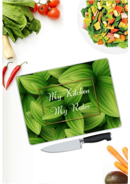 My Kitchen My Rules Cam Kesme Tahtası 25 x 35 cm