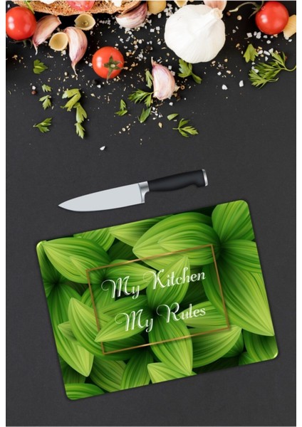 My Kitchen My Rules Cam Kesme Tahtası 25 x 35 cm modelleri
