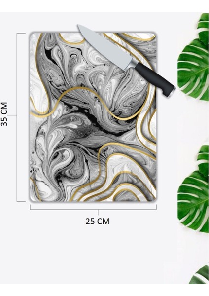 Gri Mermer Görünümlü Cam Kesme Tahtası cm 25 x 35 cm fiyatları