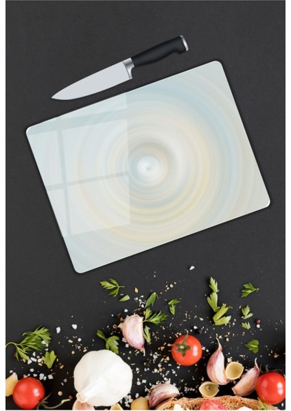 Renkli Halkalar Cam Kesme Tahtası 25 x 35 cm