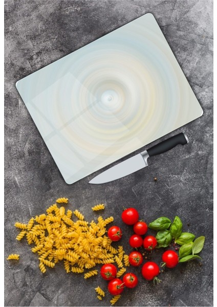 Renkli Halkalar Cam Kesme Tahtası 25 x 35 cm modelleri