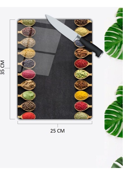 Baharatlar | Cam Kesme Tahtası | 25 x 35 cm fiyatları