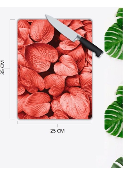 Pembe Yapraklar Cam Kesme Tahtası 25 x 35 cm fiyatları