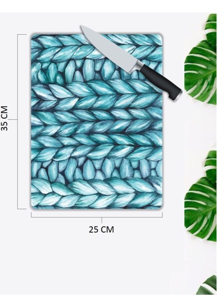 Mavi Desenler Cam Kesme Tahtası 25 x 35 cm fiyatları