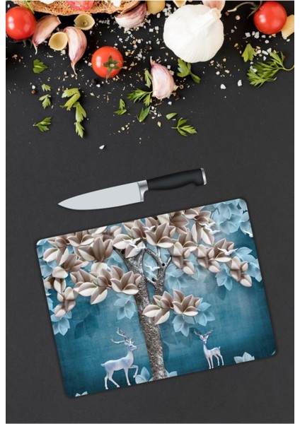 Geyikler | Cam Kesme Tahtası | 25 x 35 cm