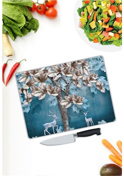 Geyikler | Cam Kesme Tahtası | 25 x 35 cm modelleri