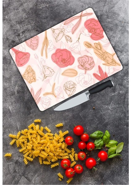 Çiçek Cam Kesme Tahtası| 25 x 35 cm modelleri