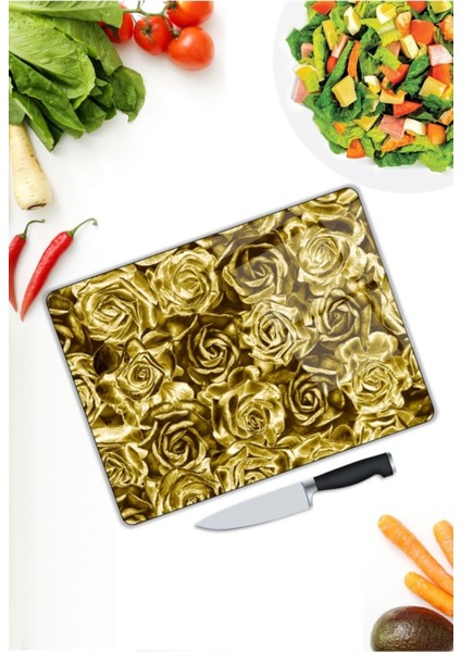Altın Güller Cam Kesme Tahtası 25 cm 35 cm 25 x 35 cm fiyatları