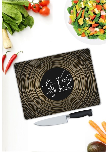 My Kitchen My Rules Cam Kesme Tahtası 25 x 35 cm