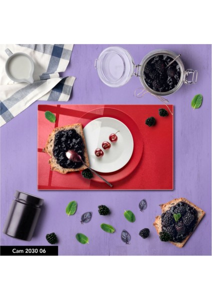 Cam Kesme Tahtası | Baskılı Kesim Tablası | Temperli 25 x 35 cm