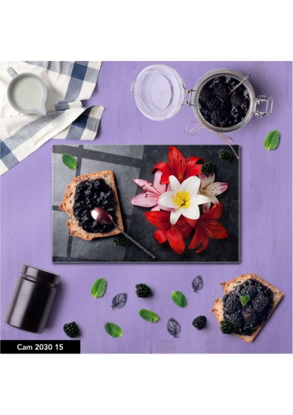 Cam Kesme Tahtası Baskılı Kesim Tablası 25 x 35 cm