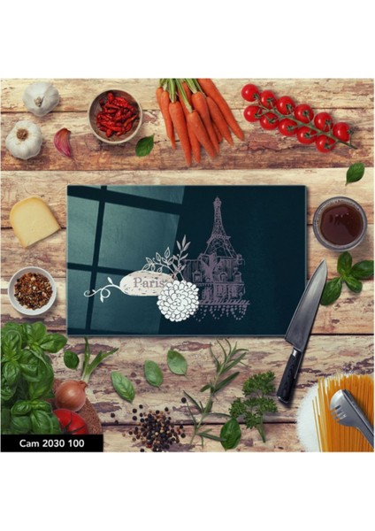 Cam Kesme Tahtası | Baskılı Kesim Tablası | Temperli 25 x 35 cm