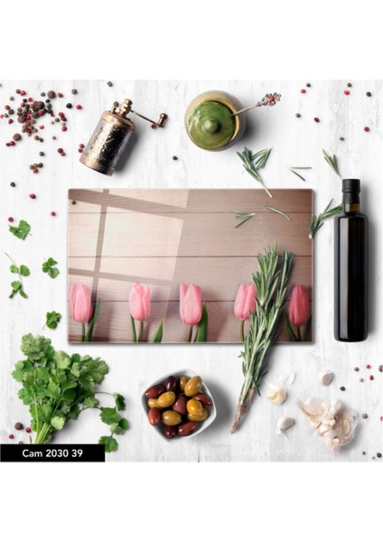 Cam Kesme Tahtası Baskılı Kesim Tablası 25 x 35 cm