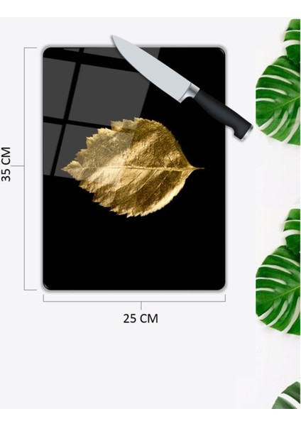 Altın Yaprak | Cam Kesme Tahtası | 25 x 35 cm fiyatları