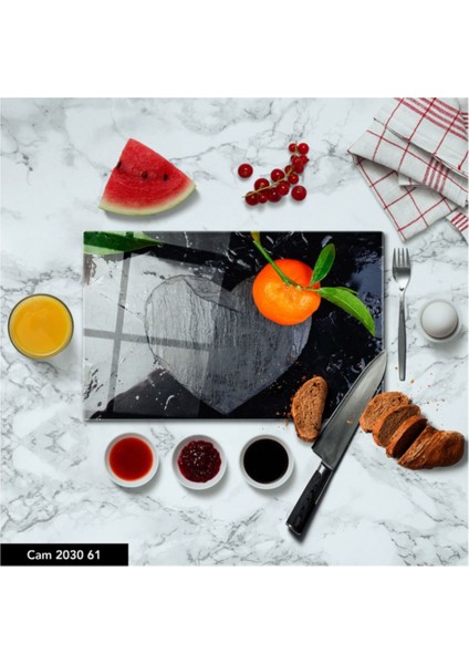 Cam Kesme Tahtası | Baskılı Kesim Tablası | Temperli | 25 x 35 cm